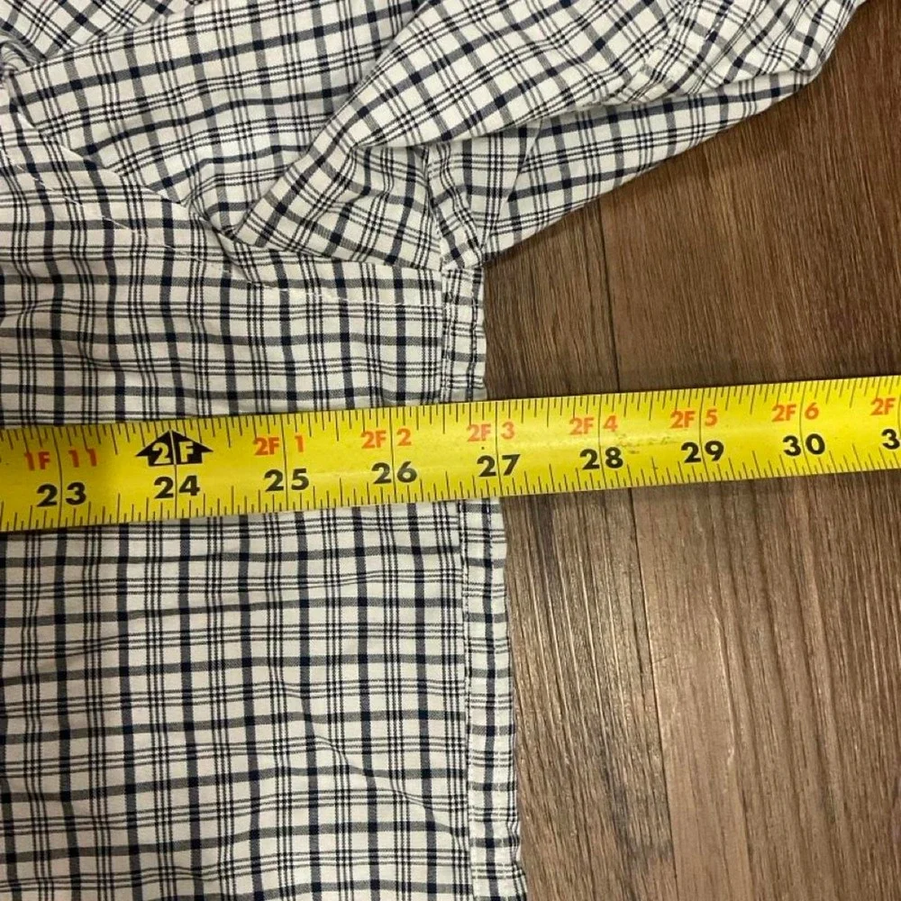 Dockers white and blue checkered button-up shirt